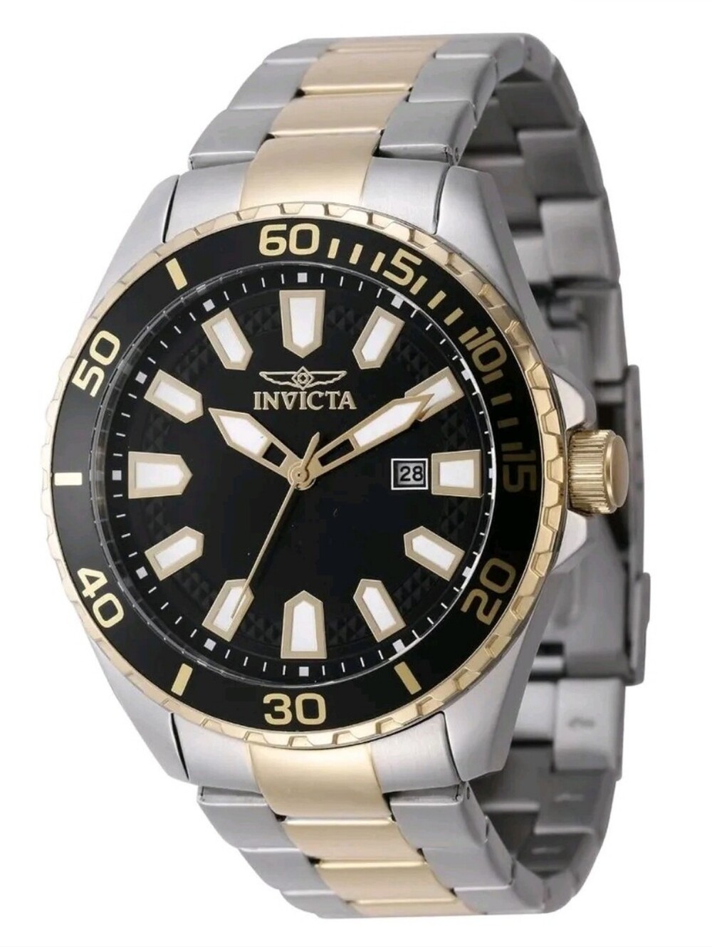 NEW ⌚️ Invicta Men's 44mm Pro Diver  Gold Stainless Steel 2 Tone Date 47342